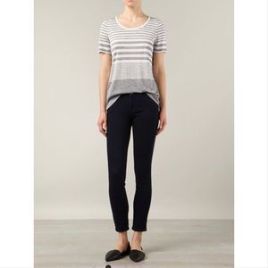 Vince stripe T shirt gray white XS